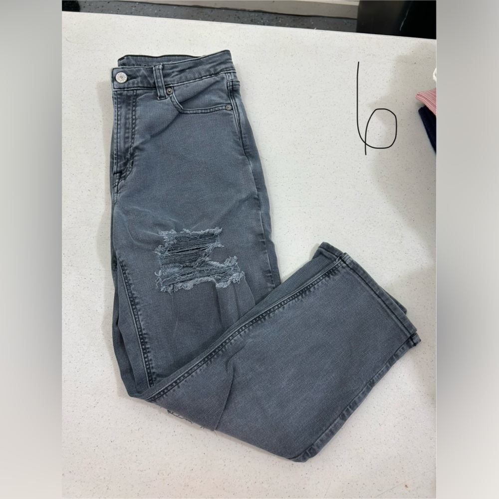 American Eagle Outfitters Women's High Rise Charcoal Jeans - Size 4 XS length